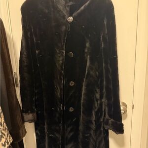Mink sheared maxi coat reversible